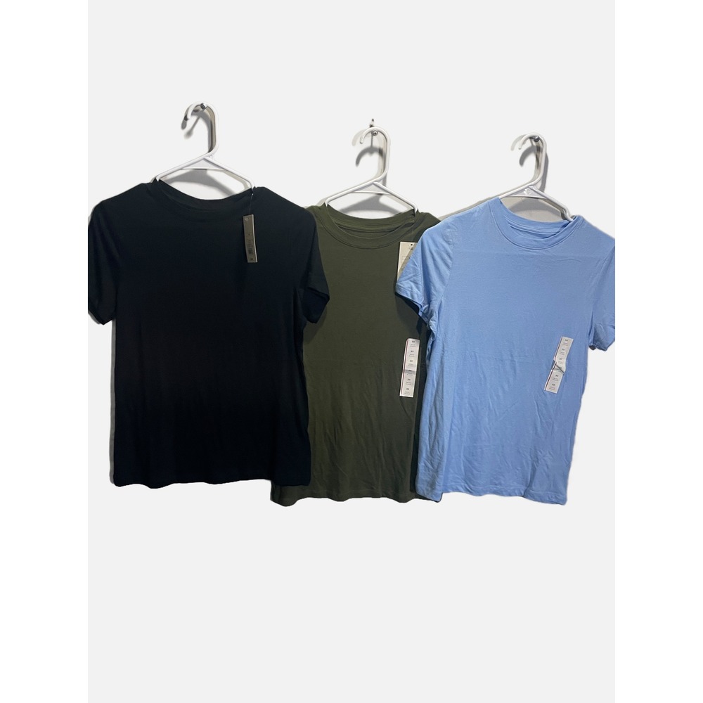A New Day T-Shirt Women XS Black Blue Green Crewneck Short Sleeve Basic Bundle - Picture 2 of 4